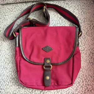 Mackintosh Philosophy Red Messenger Crossbody Bag with Brown Leather Accents